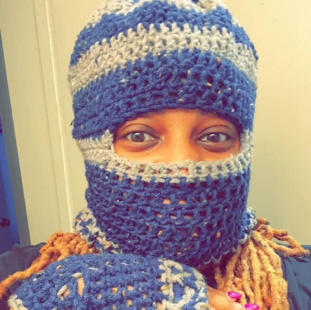 WINTER CROCHET SKI MASK W/Matching Fingerless Gloves